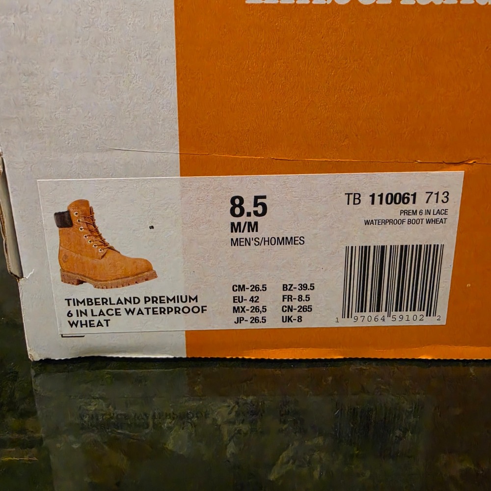 Timberland Mens Premium 6 Inch Waterproof Boot Wheat Nubuck TB110061 8.5M - Picture 13 of 13